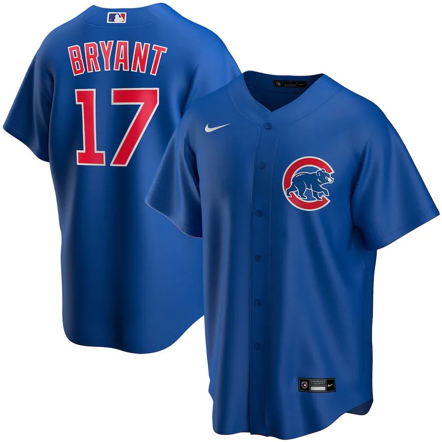 Mens Chicago Cubs #17 Kris Bryant Nike Royal Alternate Replica Player Name MLB Jerseys
